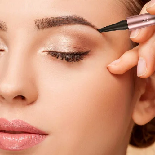 Vista 7 de Lápiz de cejas Microblading, resistente al agua, de larga duración, 4 puntas de tenedor, lápiz mágico de cejas de larga duración, lápiz marrón