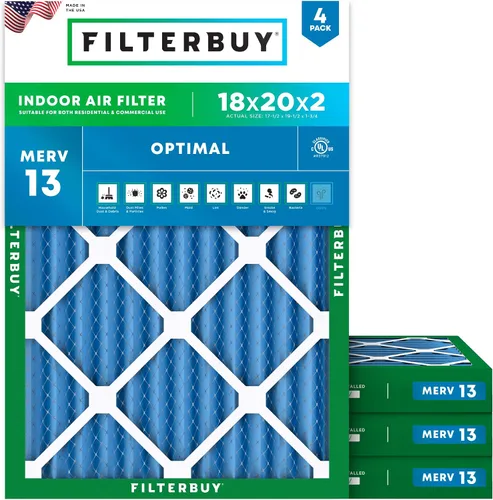 Vista 40 de Filterbuy Filtro de aire MERV 13 de 8 x 14 x 1 pulgadas, protección óptima contra el humo y la alergia (paquete de 4), filtros electrostáticos