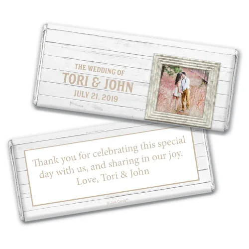 Vista 2 de Barras de chocolate personalizadas para recuerdos de boda rústicos (paquete de 12)