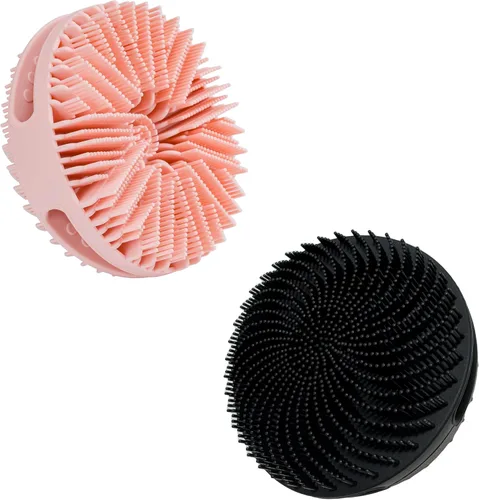 Vista 9 de 2 piezas cepillo exfoliante corporal de silicona, cepillo de champú corporal de silicona, esponja de silicona suave para piel sensible, masajeador