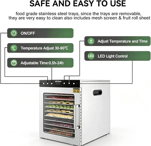 Vista 5 de Large Capacity Fruit Vegetable Dehydrator Electric Jerky Maker 10layer