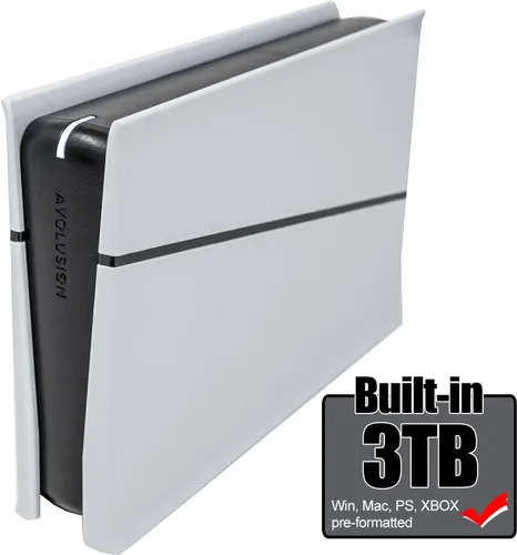 Vista 2 de Avolusion PRO-5U 3TB USB 3.0 Disco duro externo para Windows, MacOS, PS5 y Xbox (blanco)