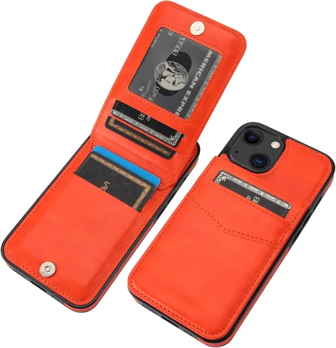 Vista 9 de KIHUWEY Funda Cartera Compatible con iPhone 13 con Soporte para Tarjetas de Crédito, Cierre Magnético de Cuero Premium con Soporte, Funda Protectora