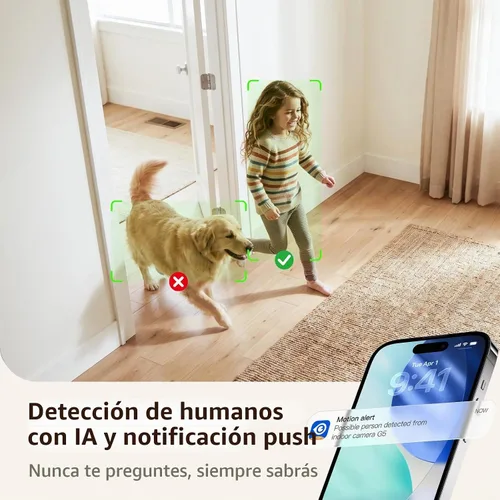 Vista 7 de AOQEE Cámaras 5G para seguridad en el hogar interior, monitor de mascotas