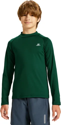 Vista 49 de DEVOROPA Youth Boys Compression Thermal Shirt Long Sleeve Kids Fleece Baselayer Soccer Baseball Undershirt Slim/Regular/Husky Cuello redondo-negro