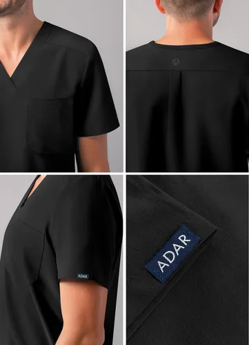 Vista 4 de Adar Addition Scrubs para hombre - Camiseta médica clásica con cuello en V Negro