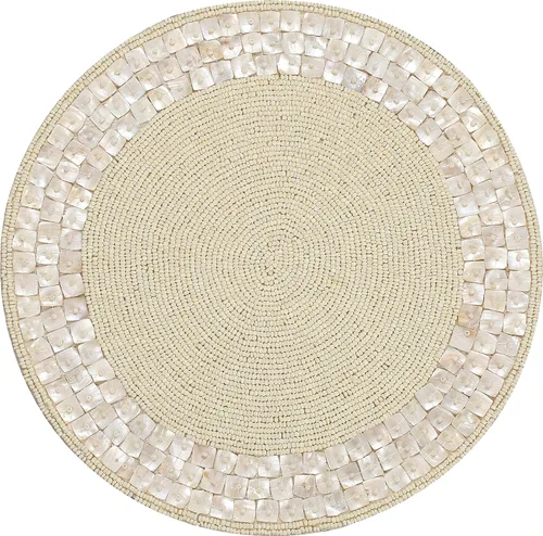 Vista 40 de Manteles individuales de 13 pulgadas con cuentas redondas para mesa de comedor - Manteles decorativos con cuentas de vidrio y respaldo de algodón