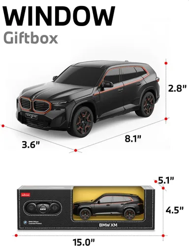 Vista 2 de RASTAR 10240 1/24 SUV RC Car BMW XM con control remoto 2.4G, negro