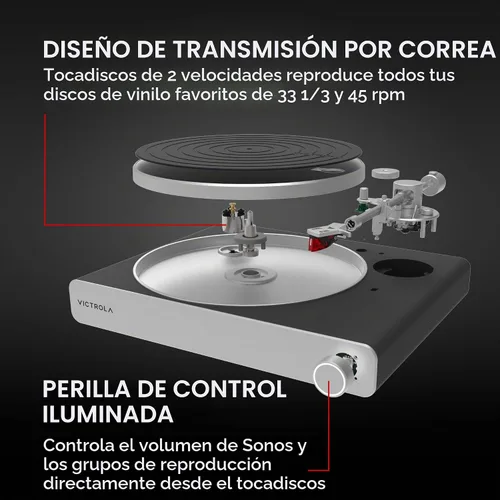 Vista 4 de Victrola Stream Carbon - Tocadiscos Wi-Fi, funciona con Sonos, color negro Carbono