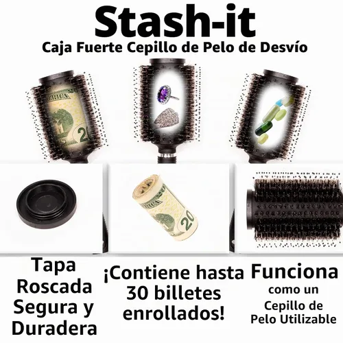 Vista 6 de Cepillo de cabello de distracción para almacenamiento de seguridad, con bolsa a prueba de olores, de Stash-it Can Safe, con tapa oculta en la parte