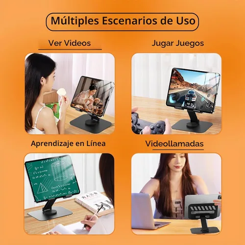 Vista 7 de Soporte de metal para tableta, soporte ajustable de rotación de 360° compatible con tabletas de 4 a 16 pulgadas como iPad Pro Air, iPad mini, Tab