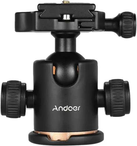 Vista 6 de Andoer cabezal de trípode, con rotación de 360 grados. Trípode para cámara con placa de liberación rápida y cabeza de bola, carga máxima de 8 kg