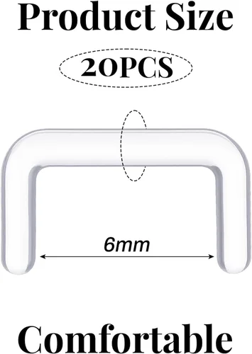 Vista 3 de Yolev 20 piezas de 0.63 onzas (0.56 oz), retenedores de piercing de tabique de acrílico en forma de U, flexibles y transparentes, retenedores