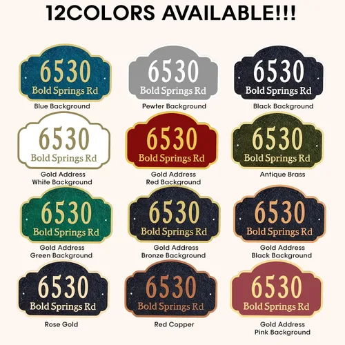 Vista 2 de Placa de dirección personalizada, placa de letrero de número de casa tallada a mano, números de dirección personalizados para entrada exterior