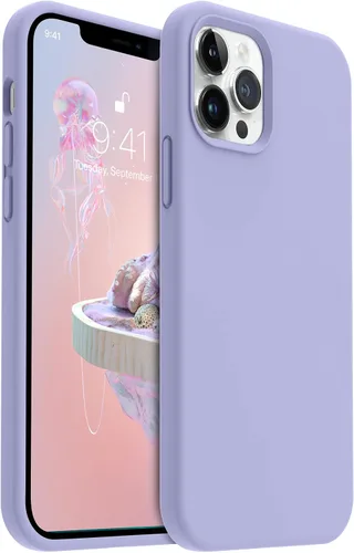 Vista 9 de AOTESIER - Funda a prueba de golpes diseñada para iPhone 12 Pro Max, funda de silicona líquida con [forro de microfibra suave antiarañazos]