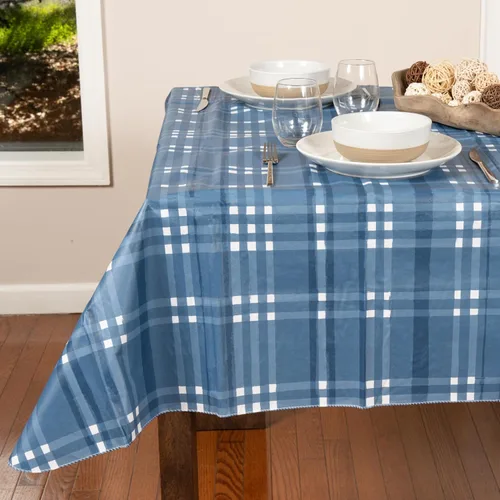 Vista 10 de EVERYDAY LUXURIES Mantel cuadrado impermeable de 52 x 52 pulgadas, resistente a las manchas y a las arrugas. Mantel decorativo de vinilo gris