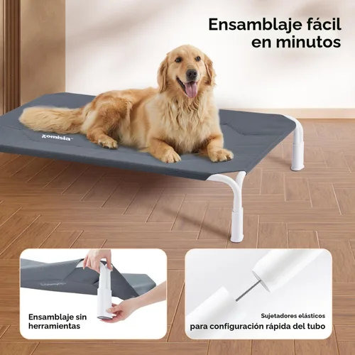 Vista 2 de ZOMISIA Cama Elevada XL para Perro con Ensamblaje Sin Herramientas - Marco de Cama de Enfriamiento Elevado para Perros al Aire Libre para Mascotas