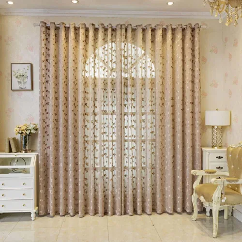 Vista 4 de Juego de 2 paneles de cortinas traslúcidas florales marrones de 63 pulgadas de largo, paneles de cortina de ventana con patrón de trébol para sala
