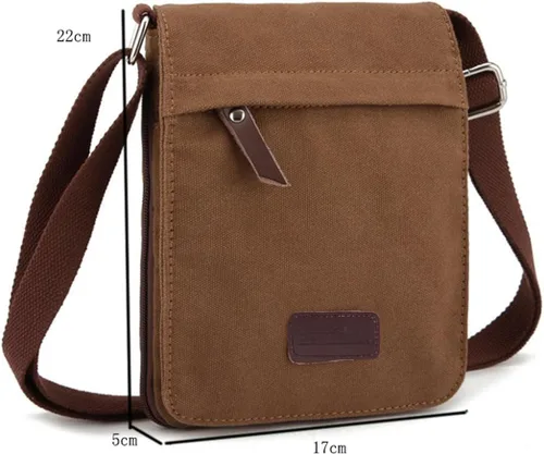 Vista 8 de Berchirly Pequeño bolso bandolera de cuero vintage de lona