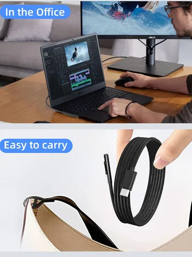 Vista 7 de PD100W USB-C Cable Cargador Compatible con Surface Pro Laptop Microsoft Surface Pro 10/9/8/7+/7/6/5/4/3/X Windows Surface Laptop 6/5/4/3/2/1 Surface