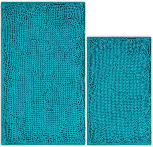 Vista 16 de Juego de 2 tapetes de baño de chenilla, superabsorbentes, con fuerte respaldo antideslizante de PVC, tapetes de baño para baño, peludos
