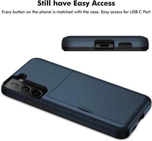 Vista 4 de Jiunai Funda para Samsung Galaxy S22 Plus Funda tipo cartera para tarjetas de crédito, soporte para efectivo, bolsillo deslizante de doble capa