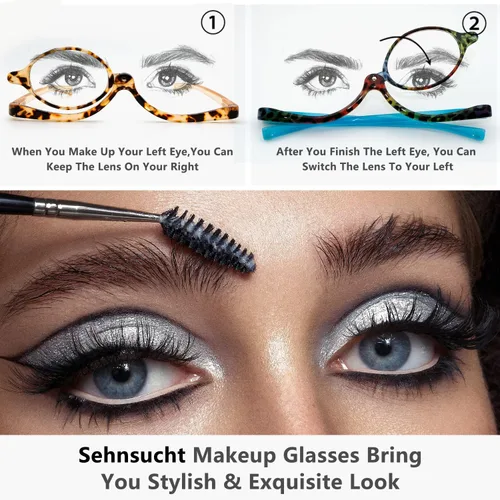 Vista 2 de Sehnsucht 2 pares de anteojos de lectura de maquillaje para mujer, con aumento de ojos y bisagra de resorte