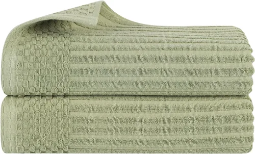 Vista 138 de Superior Juego de 6 toallas de algodón sólido y acanalado, toallas de cara de 13 x 13 pulgadas, toallas de mano de 16 x 28 pulgadas, toallas de baño