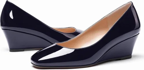 Vista 6 de WAYDERNS Zapatos de tacón bajo con punta cuadrada de charol para mujer, 2 pulgadas