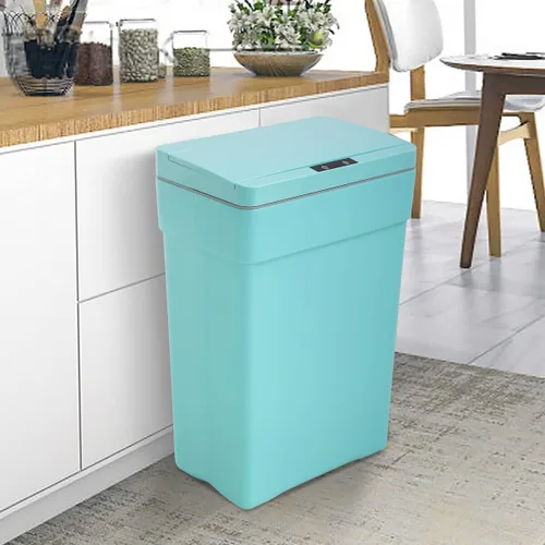 Vista 10 de Basurero automático de 50 litros/13.2 galones para cocina, sin contacto, de alta capacidad, resistente a las manchas, con tapa (1, negro)