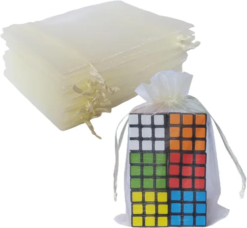 Vista 17 de Juego de 50 bolsas de organza de regalo con cordón azul aguamarina de 4 x 6 pulgadas para baby shower, Navidad, boda, recuerdos de fiesta, despedida