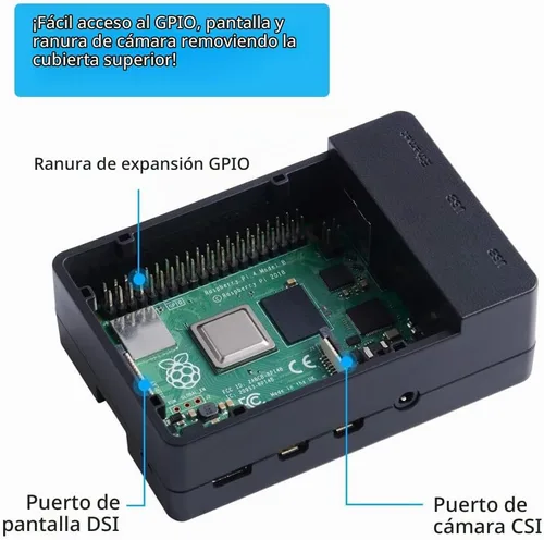 Vista 5 de GeeekPi Funda para Raspberry Pi 4, Pi 4 Fan ABS Case con ventilador PWM 40X40X10mm y 4pcs Disipadores de calor para Raspberry Pi 4 Modelo B