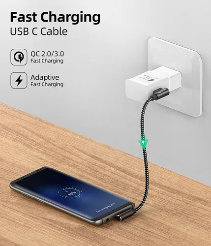 Vista 7 de Cable USB C corto de ángulo recto de 0.5 pies, paquete de 3 cables de carga USB C de 6 pulgadas, cable de carga rápida trenzado de nailon