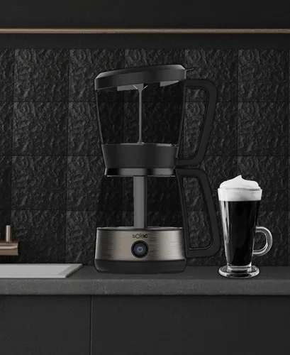 Vista 3 de SOLAC SIPHON BREWER - Cafetera al vacío 3 en 1, cafetera de té y caldera de agua, acero inoxidable cepillado y negro, 30 onzas