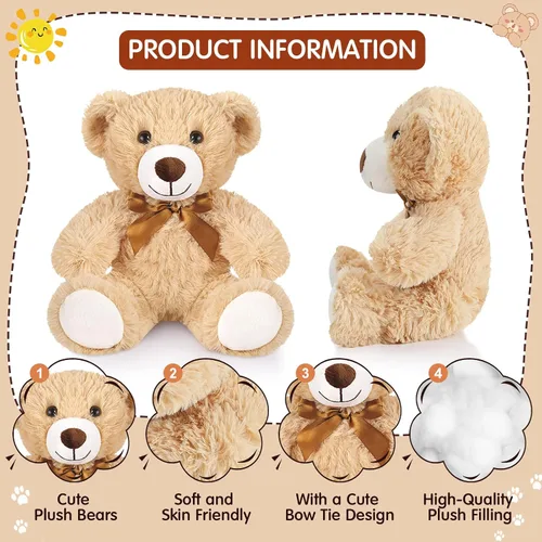 Vista 5 de Zhanmai 18 osos de peluche de 14 pulgadas, regalos a granel, juguetes de oso de peluche para cumpleaños, baby shower, graduación (marrón claro)