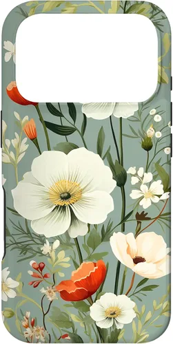Vista 30 de Sage Green Flower Wildflower Pattern Floral Case for iPhone 17