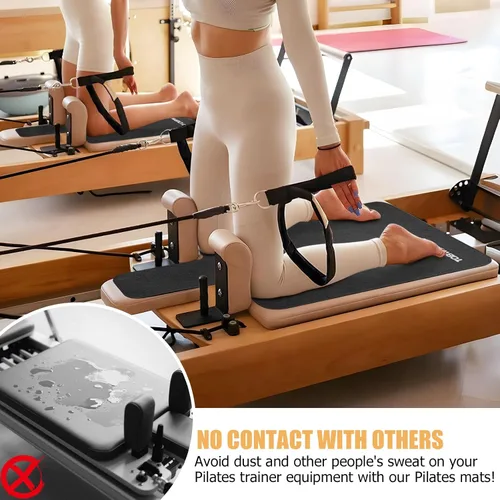 Vista 6 de TOBWOLF Pilates Reformer Mat Towel, 39'' x 24'' Non-Slip Backing Exercise Mat for Pilates Reformer, Comfortable Experience with Sweat-Wicking &