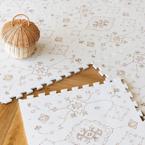 Vista 20 de Alfombra de juego Lillefolk para bebés para el piso – 4x6 pies Beige Azulejos suaves de espuma EVA no tóxicos premium para tiempo de barriga
