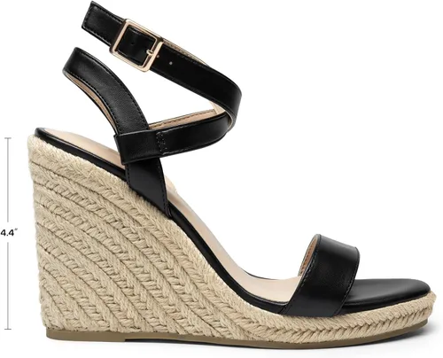 Vista 3 de DREAM PAIRS Sandalias de plataforma para mujer Negro PU