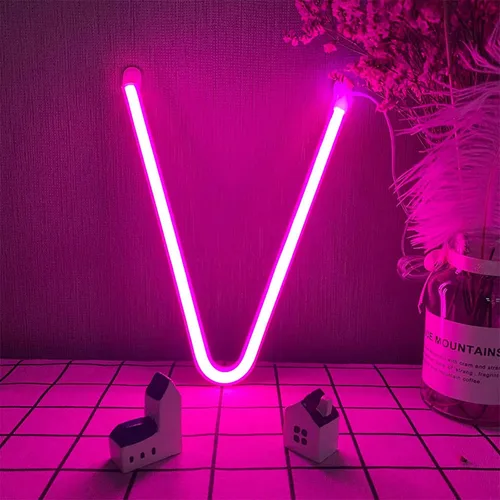 Vista 28 de Letras de neón rosadas, letreros LED que funcionan con pilas, luces LED del alfabeto, letrero de marquesina, letras decorativas de marquesina, luces