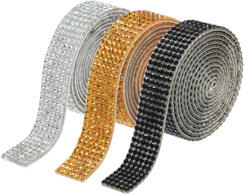 Vista 7 de MECCANIXITY 3 rollos de cinta de diamantes de imitación autoadhesiva de 3 yardas y 0.315 in para proyectos de artes y manualidades, pasteles de 4