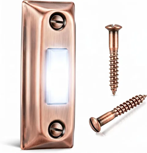 Vista 10 de Dreyoo - Timbre de metal con botón pulsador, timbre LED con cable, luz negra y blanca