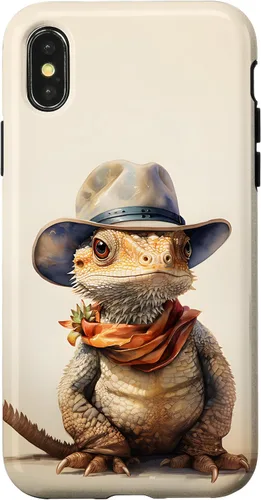 Vista 5 de iPhone 16 Lindo dragón barbudo Beardie con un estuche de sombrero de vaquero