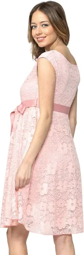Vista 4 de HELLO MIZ Vestido de cóctel con cintura de cinta de encaje floral de maternidad