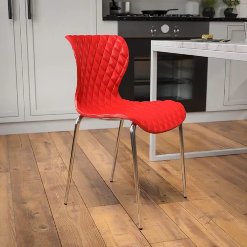 Vista 11 de EMMA + OLIVER Silla apilable de plástico negro de diseño contemporáneo Contemporáneo, respaldo y asiento contorneados, asiento de cascada