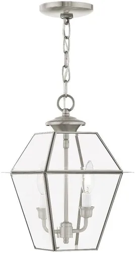 Vista 7 de Livex Lighting 2285-01 Westover - Farol colgante para exteriores, 2 luces, latón antiguo