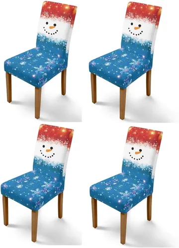 Vista 125 de Rnyleeg Fundas navideñas para sillas de comedor, fundas de asiento de comedor con estampado de campanas brillantes, juego de 1 funda suave y lavable