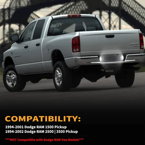 Vista 2 de Gempro Luces LED para Placa de Matrícula Trasera del Parachoques con Arnés de Cableado con Conector Pigtail para Camioneta Pickup Dodge Ram