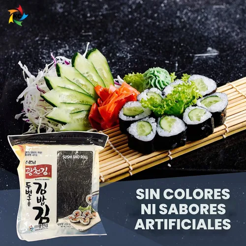 Vista 3 de 100 hojas completas Yaki Sushi Nori de algas asadas para rollos y envolturas, Laver 200 gramos - 7.05 onzas - 100 hojas