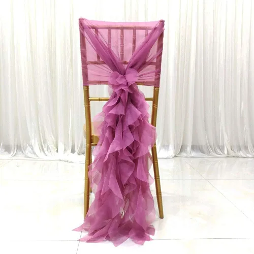 Vista 4 de Funda para silla de hilo de leche, fundas para respaldo de silla de tul para despedida de soltera, boda, decoración de baby shower, fundas largas